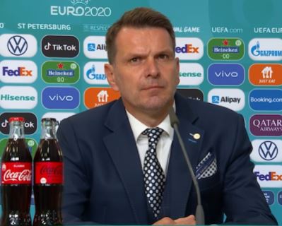 Stefan Tarkovic during post-match press conference